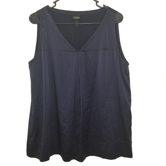 Eileen Fisher Tops - Eileen Fisher navy silk sleeveless tank top large